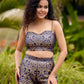 Brocade Blouse & Pleated Brocade Pants with Additional Brown Sheer Tunic