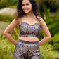 Brocade Blouse & Pleated Brocade Pants with Additional Brown Sheer Tunic