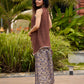 Brocade Blouse & Pleated Brocade Pants with Additional Brown Sheer Tunic