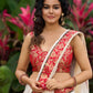 Ivory elegance with royal red Banarasi border, timeless festive glamour