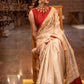 Pure ghicha silk saree with exclusive hand embroidered zardosi work - Zardosi blouse piece separate