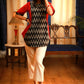 Classic red & black zig zag ikat combination pure cotton top