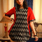 Classic red & black zig zag ikat combination pure cotton top