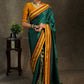 Exclusive green Khun saree with Banarasi combination and yellow border