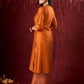 Deep Rust Cotton-Silk Panel Kurta with Subtle Brocade Accents