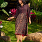 Ajrakh Block Printed Cotton Panel Flared Shirt Dress with Collared Neckline