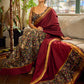 Timeless Dark Green Kalamkari Printed Chanderi Saree with Maroon Khun Pallu