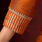 Deep Rust Cotton-Silk Panel Kurta with Subtle Brocade Accents