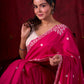 Vibrant Fuchsia Chanderi Saree with Intricate Embroidery & Scalloped Border