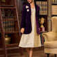 Royal Wine Velvet Jacket Adorned With Hand-Embroidered Flower Brooches