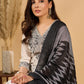 Monochrome Muse Kurta Set with Ikat Dupatta