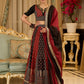 Handcrafted maroon & black Ajrakh print lehenga paired with an embroidered blouse for rich artisanal look - Dupatta Optional