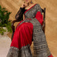 Timeless Maroon Pure Silk Intricate Hand Block Printed Saree