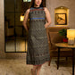 Iconic Black A-Line Cotton Dress with Chevron & Tribal Hand Block Print