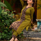 Olive kurta elevated with a black Ajrakh centre panel and Maroon details
