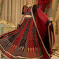 Handcrafted maroon & black Ajrakh print lehenga paired with an embroidered blouse for rich artisanal look - Dupatta Optional