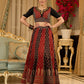 Handcrafted maroon & black Ajrakh print lehenga paired with an embroidered blouse for rich artisanal look - Dupatta Optional