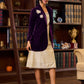 Royal Wine Velvet Jacket Adorned With Hand-Embroidered Flower Brooches