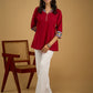 Cotton lapel collar top with stunning Madhubani hand-painted detail