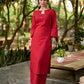 Deep Maroon Cotton Kurta with Subtle Front Button Detail