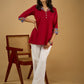 Cotton lapel collar top with stunning Madhubani hand-painted detail