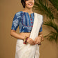Stylish sleek modern cotton indigo blouse