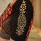 Handcrafted maroon & black Ajrakh print lehenga paired with an embroidered blouse for rich artisanal look - Dupatta Optional