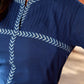 Elegant Navy blue cotton kurta with front pintuck detailing - indigo pant optional.