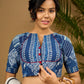 Stylish sleek modern cotton indigo blouse