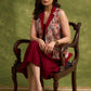 Elegant Fusion Of Ivory & Maroon , Self Embroidered Sleeveless Jacket With Silk Collar    Dress Optional
