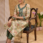 Green printed chanderi kurta with intricate mirror embroidery