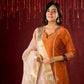 Deep Rust Cotton-Silk Panel Kurta with Subtle Brocade Accents