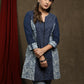 Blue cotton indigo tunic with front zip opening