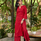 Deep Maroon Cotton Kurta with Subtle Front Button Detail