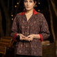 Chic Ajrakh Black Shirt Highlighted with a Rich Maroon Collar