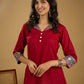 Cotton lapel collar top with stunning Madhubani hand-painted detail