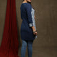 Blue cotton indigo tunic with front zip opening