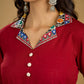 Cotton lapel collar top with stunning Madhubani hand-painted detail