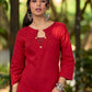 Deep Maroon Cotton Kurta with Subtle Front Button Detail