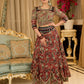 Contemporary folkloric ensemble featuring a petal cut block printed lehenga with mirror work accents  - Embroidered Dupatta Optional