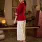 Maroon Cotton Pleated Top Featuring Ajrakh Striped Collar And Hem Accented With Pichwai Hand Painting