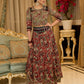 Contemporary folkloric ensemble featuring a petal cut block printed lehenga with mirror work accents  - Embroidered Dupatta Optional