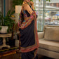 Elegant Black Cotton Saree with Ajrakh Print & Kalamkari Painted Border