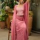 Exclusive Foxy pink draped skirt with banarasi top & Shrug
