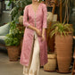 Foxy pink front open style kurta in banarsi fabric - Pant Optional