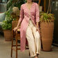 Foxy pink front open style kurta in banarsi fabric - Pant Optional