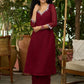 Graceful maroon georgette Co ord set with silver stone embellishment