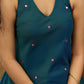Peacock blue cotton silk kurta with all over mirror work