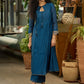 Classy teal blue chanderi Co ord set with lace detaling