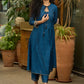 Classy teal blue chanderi Co ord set with lace detaling